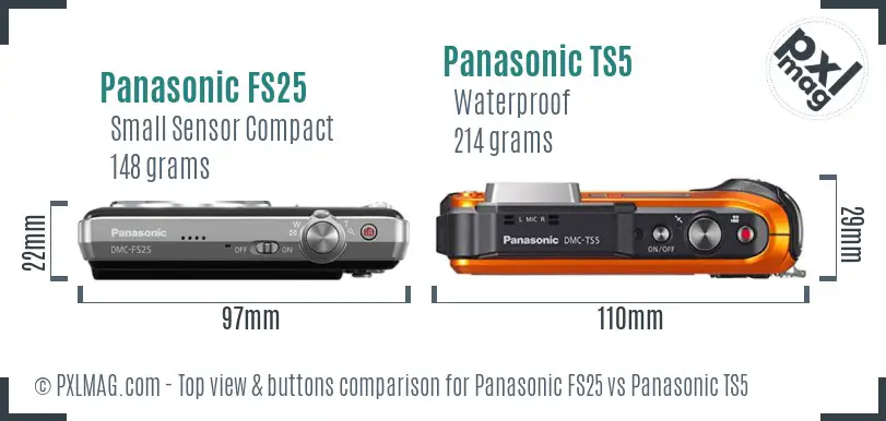 Panasonic FS25 vs Panasonic TS5 top view buttons comparison