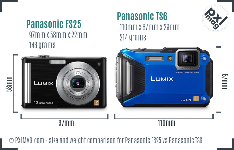 Panasonic FS25 vs Panasonic TS6 size comparison