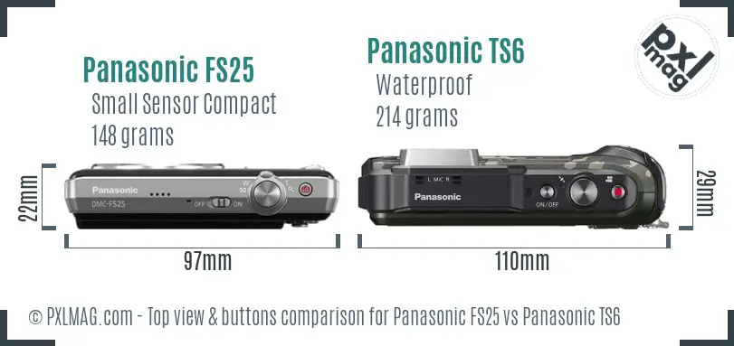 Panasonic FS25 vs Panasonic TS6 top view buttons comparison