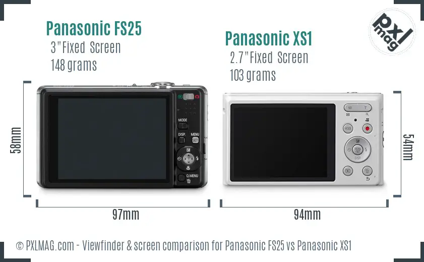 Panasonic FS25 vs Panasonic XS1 Screen and Viewfinder comparison