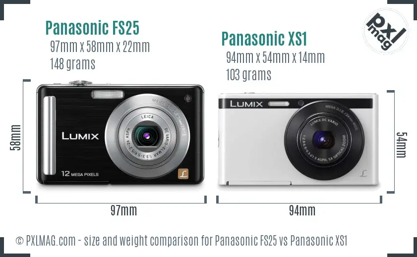 Panasonic FS25 vs Panasonic XS1 size comparison