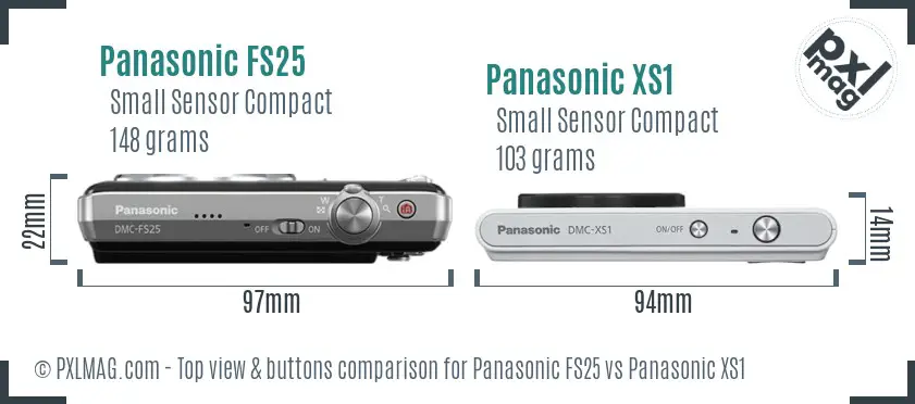 Panasonic FS25 vs Panasonic XS1 top view buttons comparison