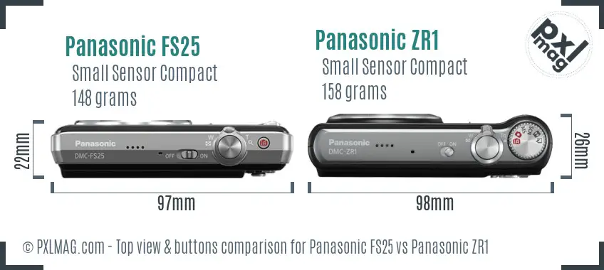 Panasonic FS25 vs Panasonic ZR1 top view buttons comparison