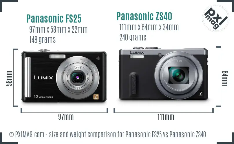 Panasonic FS25 vs Panasonic ZS40 size comparison