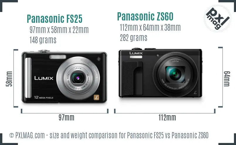 Panasonic FS25 vs Panasonic ZS60 size comparison