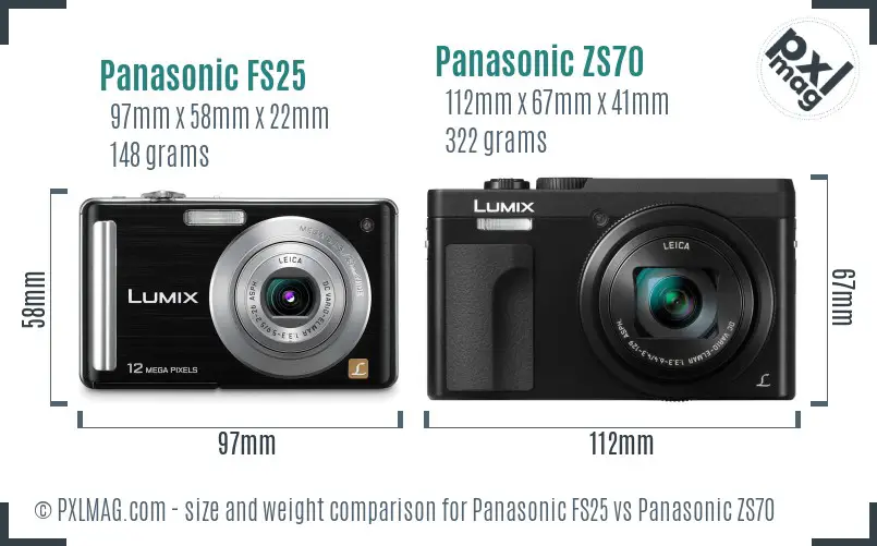 Panasonic FS25 vs Panasonic ZS70 size comparison
