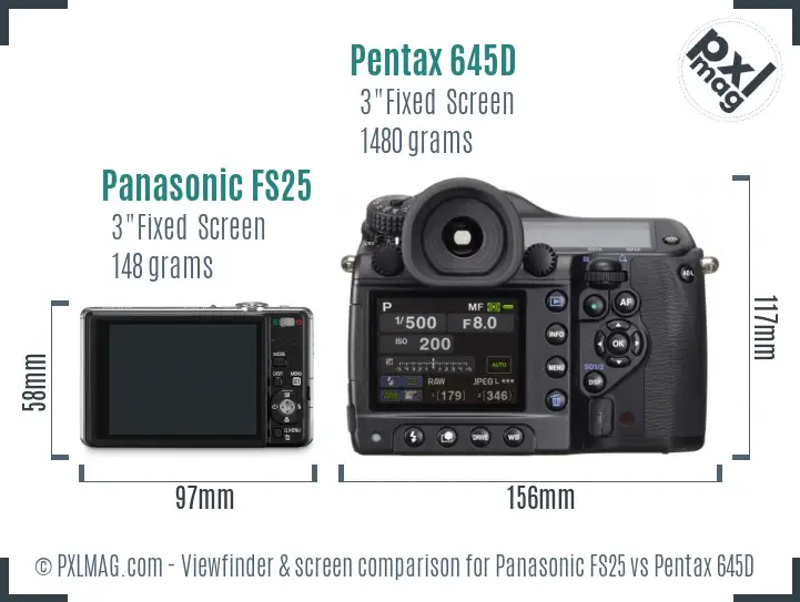 Panasonic FS25 vs Pentax 645D Screen and Viewfinder comparison