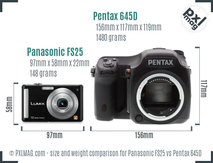 Panasonic FS25 vs Pentax 645D size comparison