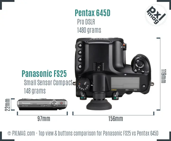 Panasonic FS25 vs Pentax 645D top view buttons comparison
