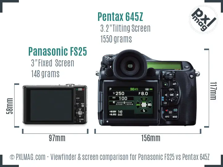 Panasonic FS25 vs Pentax 645Z Screen and Viewfinder comparison