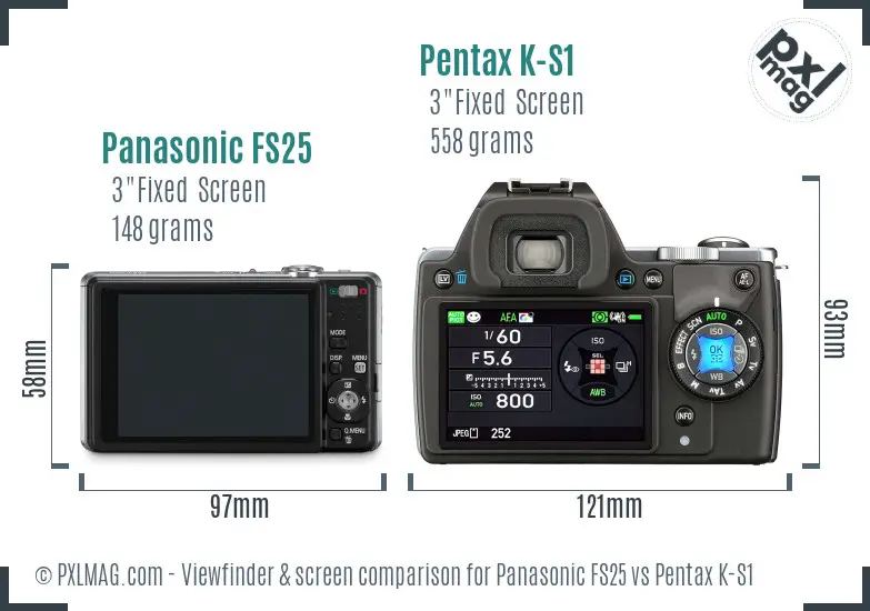 Panasonic FS25 vs Pentax K-S1 Screen and Viewfinder comparison