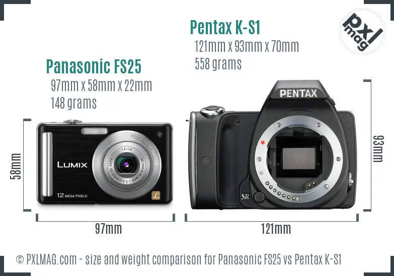 Panasonic FS25 vs Pentax K-S1 size comparison