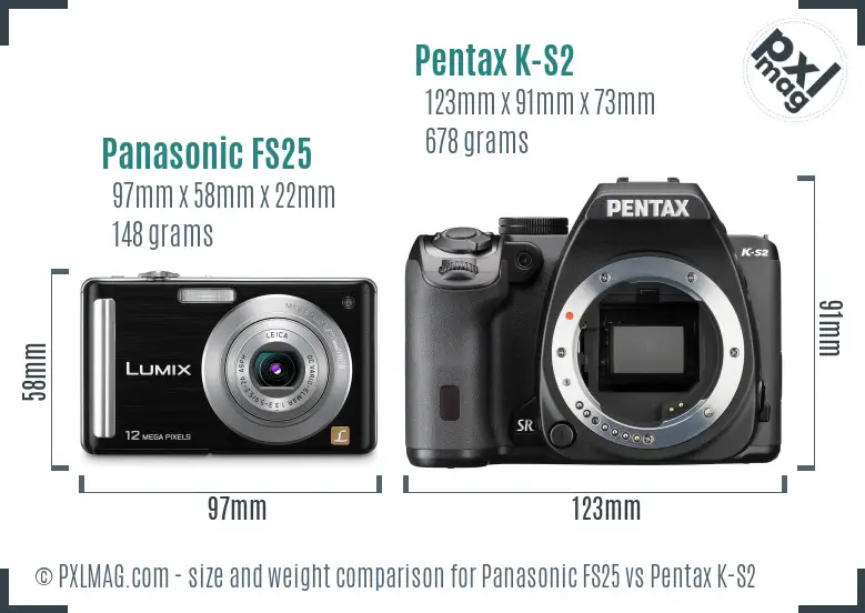 Panasonic FS25 vs Pentax K-S2 size comparison