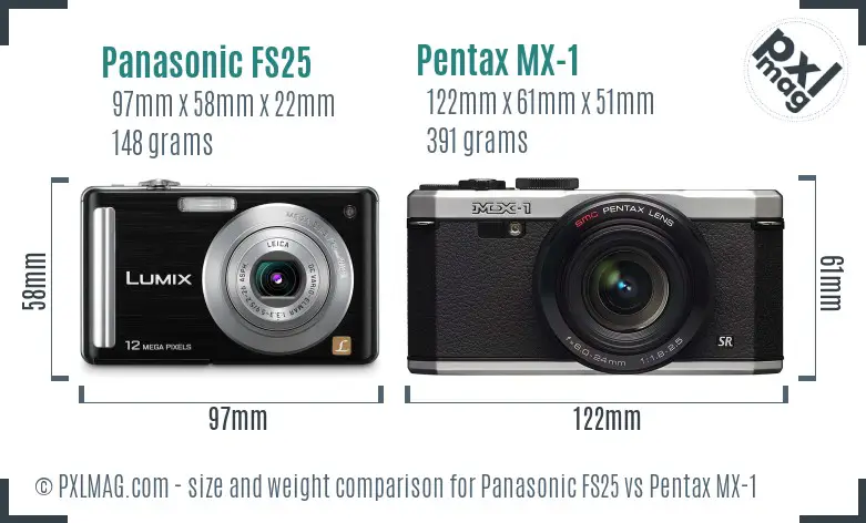 Panasonic FS25 vs Pentax MX-1 size comparison