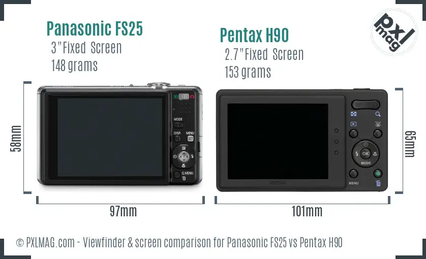 Panasonic FS25 vs Pentax H90 Screen and Viewfinder comparison