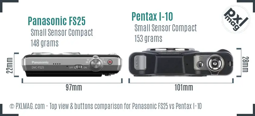 Panasonic FS25 vs Pentax I-10 top view buttons comparison