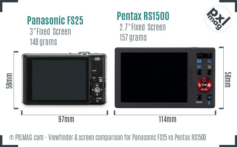 Panasonic FS25 vs Pentax RS1500 Screen and Viewfinder comparison