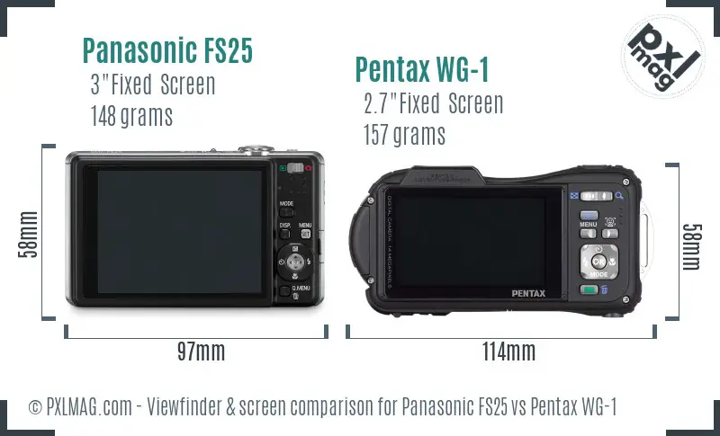Panasonic FS25 vs Pentax WG-1 Screen and Viewfinder comparison