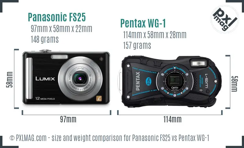 Panasonic FS25 vs Pentax WG-1 size comparison