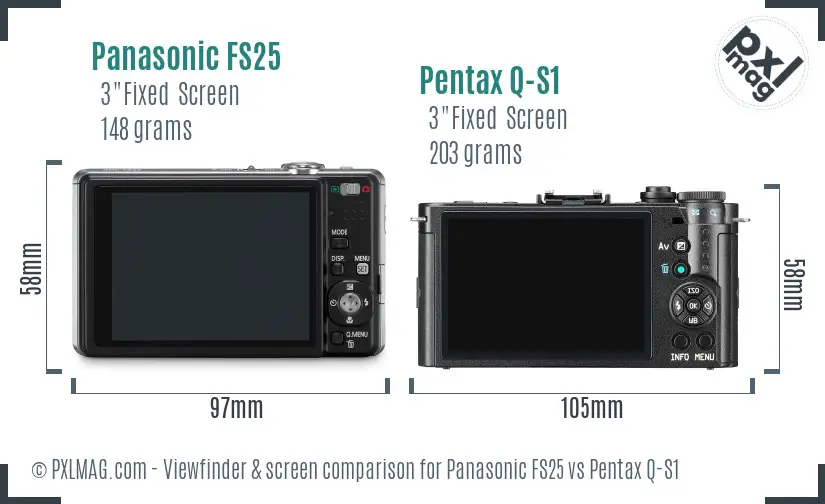 Panasonic FS25 vs Pentax Q-S1 Screen and Viewfinder comparison