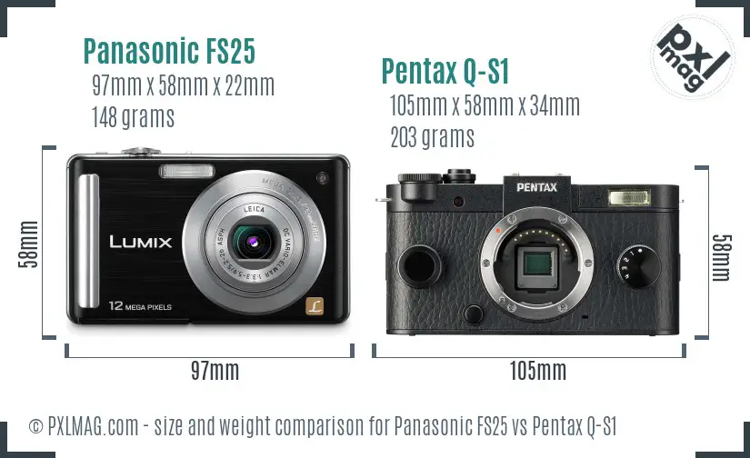 Panasonic FS25 vs Pentax Q-S1 size comparison