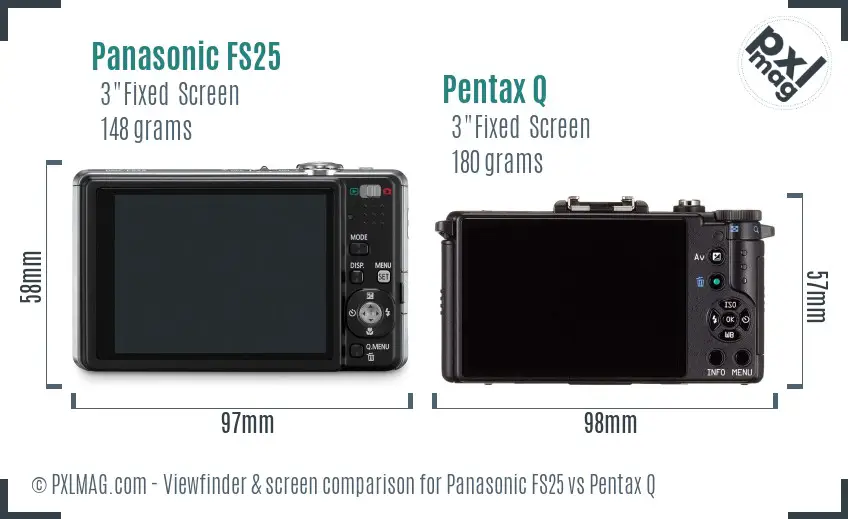 Panasonic FS25 vs Pentax Q Screen and Viewfinder comparison