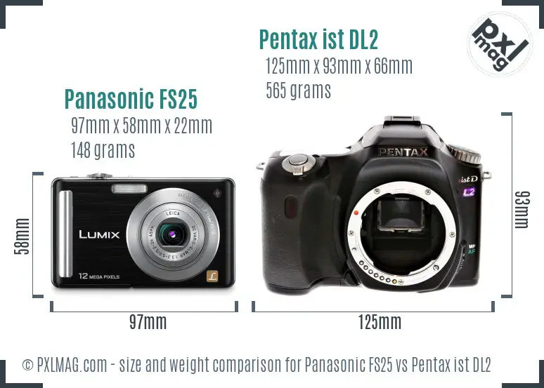 Panasonic FS25 vs Pentax ist DL2 size comparison