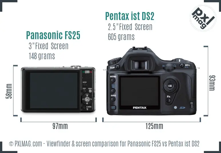 Panasonic FS25 vs Pentax ist DS2 Screen and Viewfinder comparison