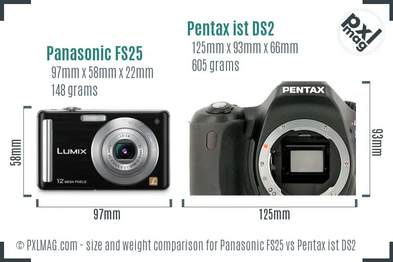 Panasonic FS25 vs Pentax ist DS2 size comparison