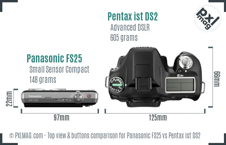 Panasonic FS25 vs Pentax ist DS2 top view buttons comparison