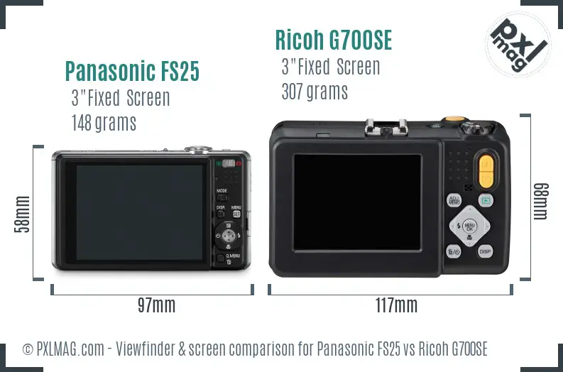 Panasonic FS25 vs Ricoh G700SE Screen and Viewfinder comparison Panasonic FS25 vs Ricoh G700SE Screen and Viewfinder comparison
