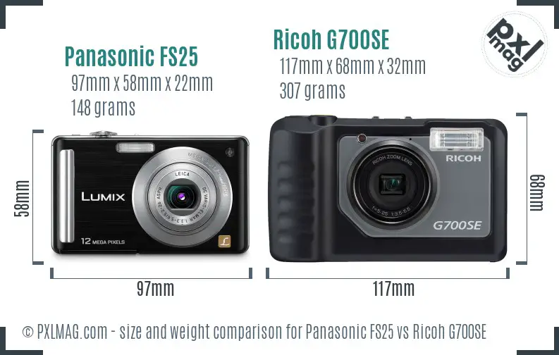 Panasonic FS25 vs Ricoh G700SE size comparison Panasonic FS25 vs Ricoh G700SE size comparison