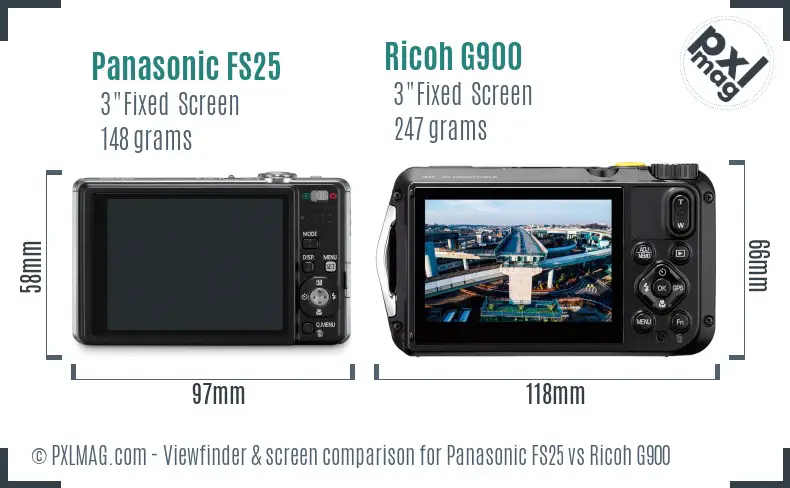 Panasonic FS25 vs Ricoh G900 Screen and Viewfinder comparison