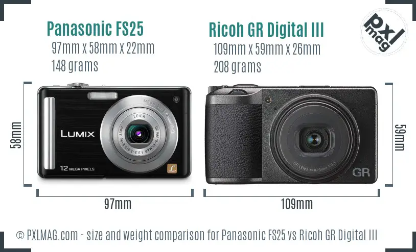 Panasonic FS25 vs Ricoh GR Digital III size comparison Panasonic FS25 vs Ricoh GR Digital III size comparison