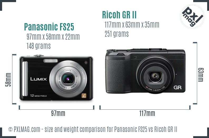 Panasonic FS25 vs Ricoh GR II size comparison