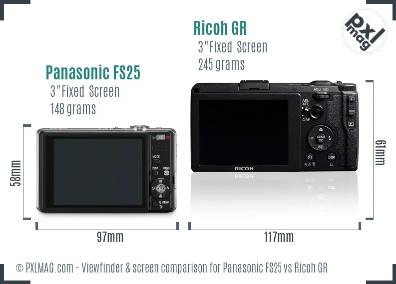 Panasonic FS25 vs Ricoh GR Screen and Viewfinder comparison Panasonic FS25 vs Ricoh GR Screen and Viewfinder comparison