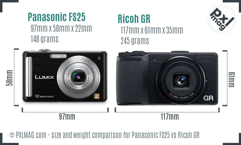 Panasonic FS25 vs Ricoh GR size comparison Panasonic FS25 vs Ricoh GR size comparison