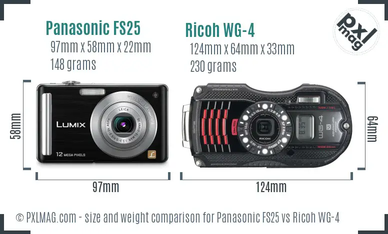 Panasonic FS25 vs Ricoh WG-4 size comparison Panasonic FS25 vs Ricoh WG-4 size comparison