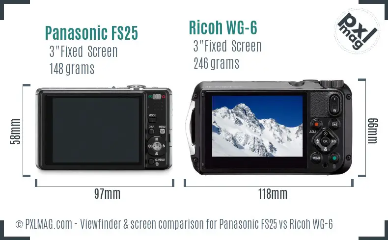Panasonic FS25 vs Ricoh WG-6 Screen and Viewfinder comparison Panasonic FS25 vs Ricoh WG-6 Screen and Viewfinder comparison