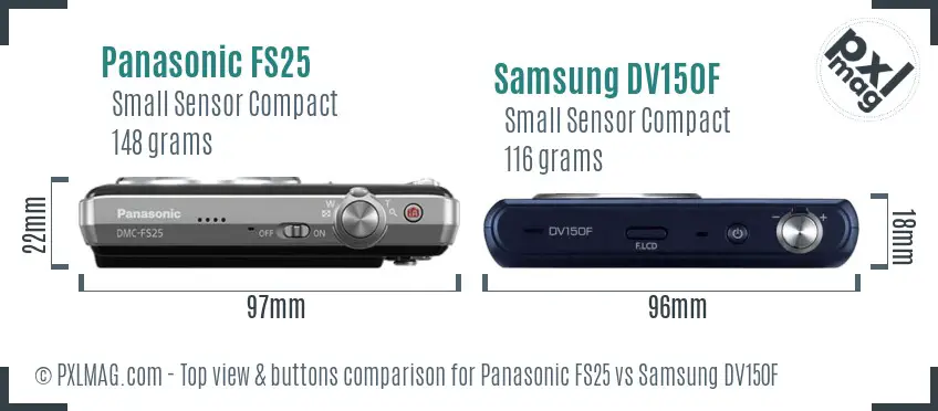 Panasonic FS25 vs Samsung DV150F top view buttons comparison