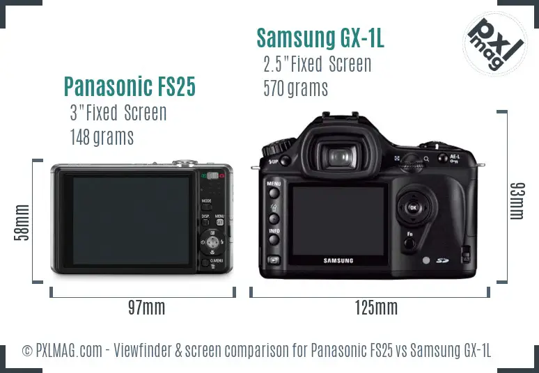 Panasonic FS25 vs Samsung GX-1L Screen and Viewfinder comparison