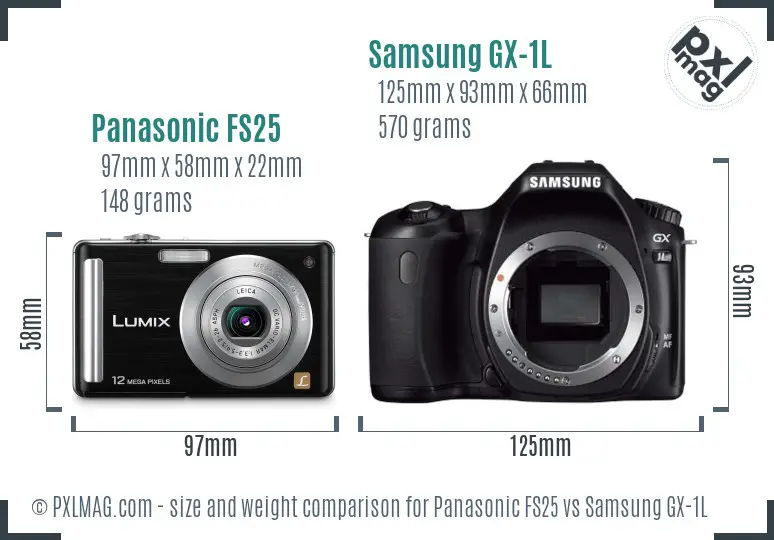 Panasonic FS25 vs Samsung GX-1L size comparison