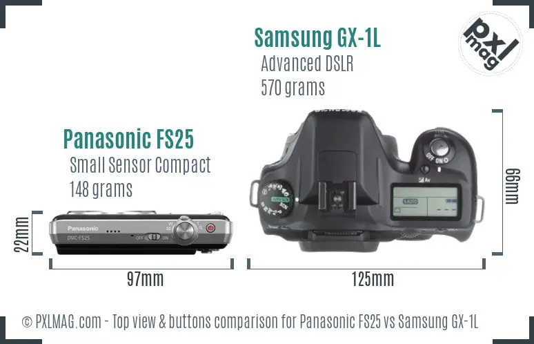 Panasonic FS25 vs Samsung GX-1L top view buttons comparison