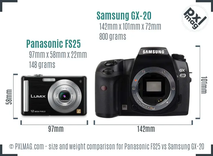 Panasonic FS25 vs Samsung GX-20 size comparison
