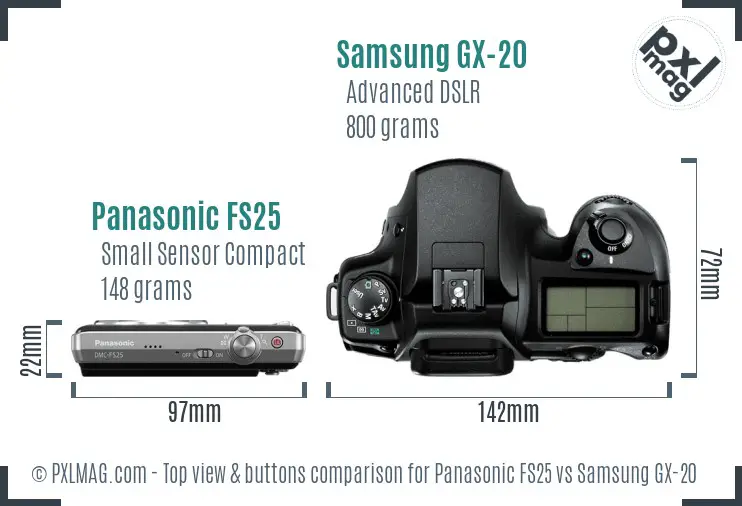 Panasonic FS25 vs Samsung GX-20 top view buttons comparison