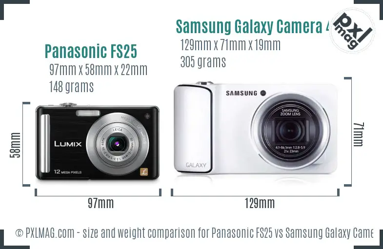 Panasonic FS25 vs Samsung Galaxy Camera 4G size comparison