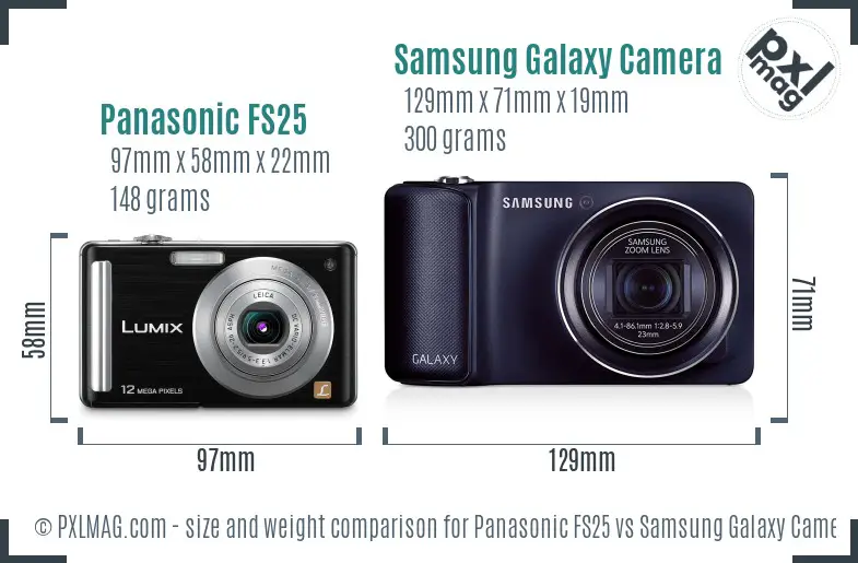 Panasonic FS25 vs Samsung Galaxy Camera size comparison