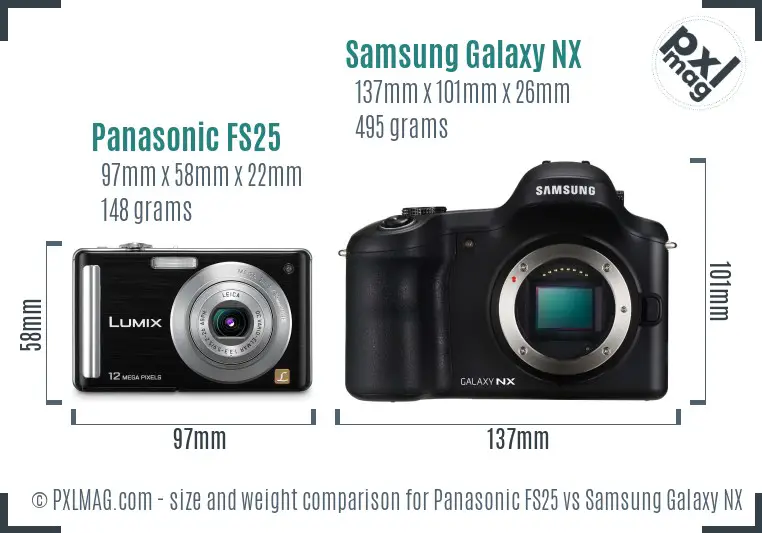 Panasonic FS25 vs Samsung Galaxy NX size comparison