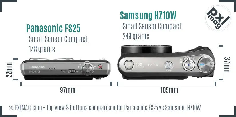 Panasonic FS25 vs Samsung HZ10W top view buttons comparison