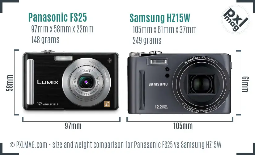 Panasonic FS25 vs Samsung HZ15W size comparison